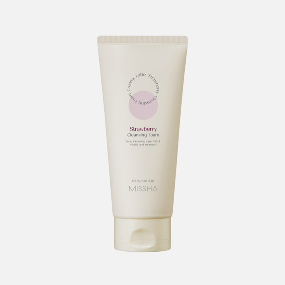 Пенка для умывания c экстрактом клубники Missha Creamy Latte Cleansing Foam Strawberry